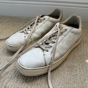 Coach Men's Shoes White & Off White Clip Low Top Sneaker Signature